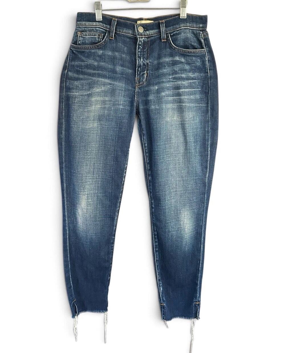 L’AGENCE Nicoline Jeans Women 27 High Rise Slim Blue Raw Hem Stretch Denim